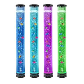 VEVOR Sensory Bubble Tube Lamp, 3.3 ft Bubble Fish Tube, Sensory Aquarium Lamp with 10 Floating Fish & 16 Color Effects, Remote Control