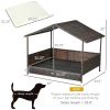 Rattan Outdoor Dog Bed with Canopy Soft Cushion Removable Cover Medium Large Dogs Cream White