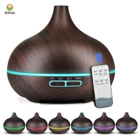 1pc 19.36oz/550ML Electric Aroma Diffuser; Essential Oil Diffuser; Air Humidifier; Ultrasonic Remote Control Color LED Lamp Mist Maker (Color: BLACK)