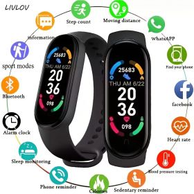 Unisex M6 Fitness Tracker; Smart Watch With Heart Rate Sleep Blood Oxygen Monitor; IP68 Waterproof Watch; Step Calorie Counter Pedometer For Andr (Color: BLACK)