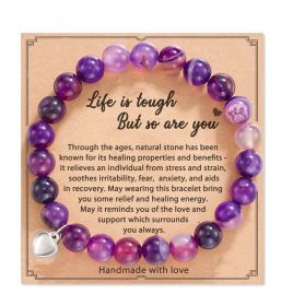 Natural Stone Amethyst Healing Bracelet Inspirational Gifts for Women (Color: Purple)