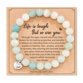 Natural Stone Amethyst Healing Bracelet Inspirational Gifts for Women (Color: Light Blue)