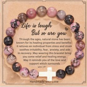 Natural Stone Amethyst Healing Bracelet Inspirational Gifts for Women (Color: Red&Blue)