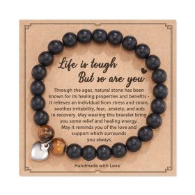 Natural Stone Amethyst Healing Bracelet Inspirational Gifts for Women (Color: BLACK)